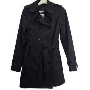 Tommy Hilfiger Navy Double-Breasted Short Trench Coat
